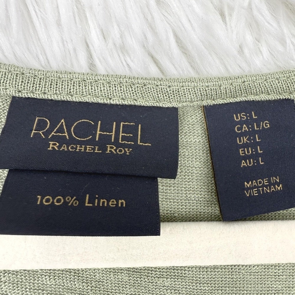 Rachel Rachel Roy Linen Top Boho Neutral Beach Resort Flowy‎ Feminine Coquette L - Picture 4 of 8
